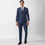 Men Navy Blue Slim-Fit Single-Breasted Formal Suit